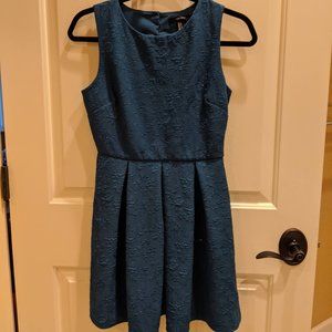 Teal Forever 21 Fit and Flare Pleated Dress